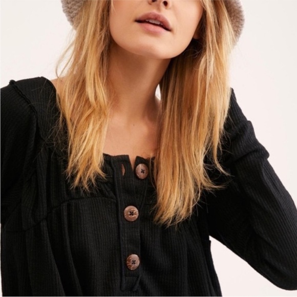 Free People the must have thermal Henley , sz small - Picture 3 of 10